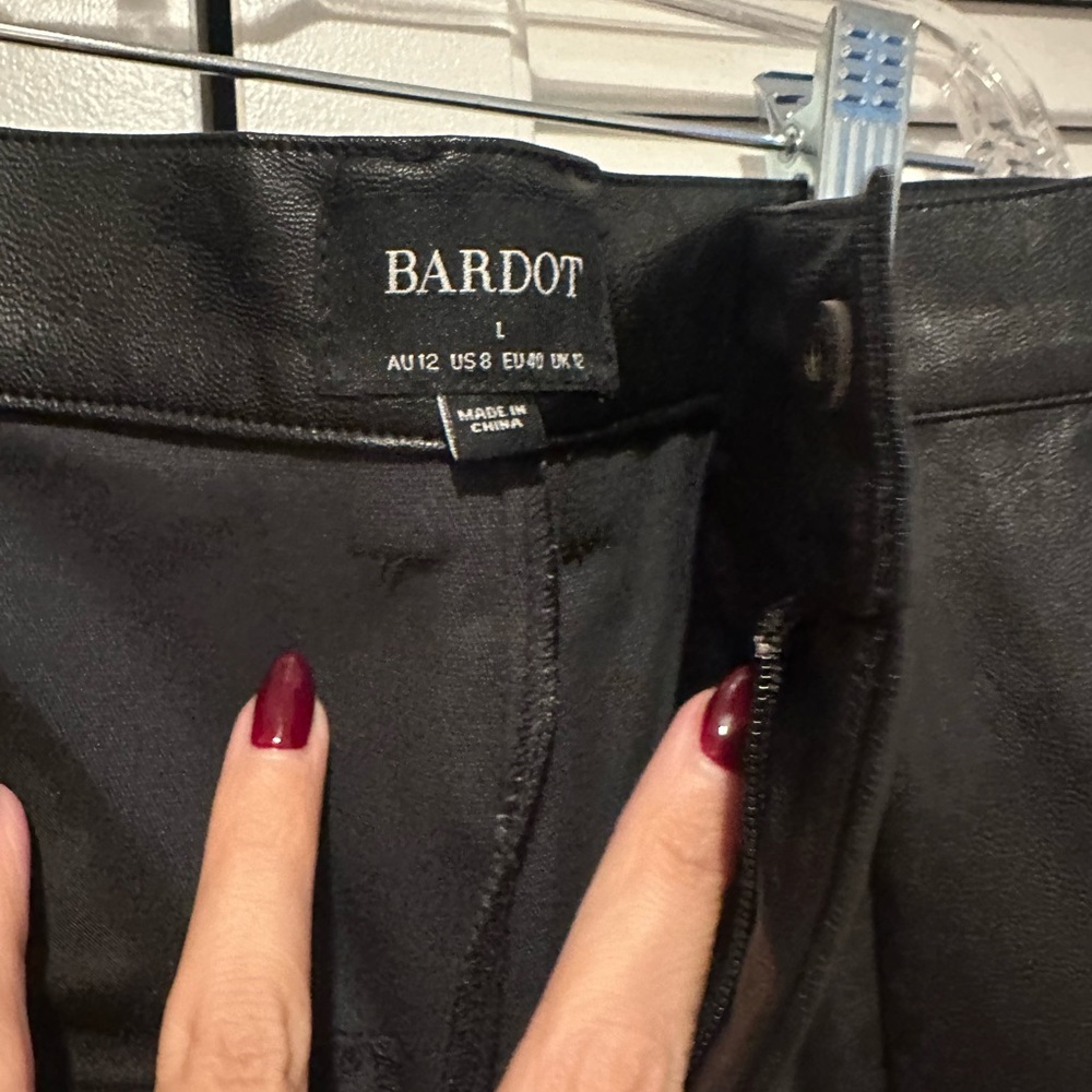 Bardot Wide Leg Black Marlowe Pleather Pants - Picture 2 of 4